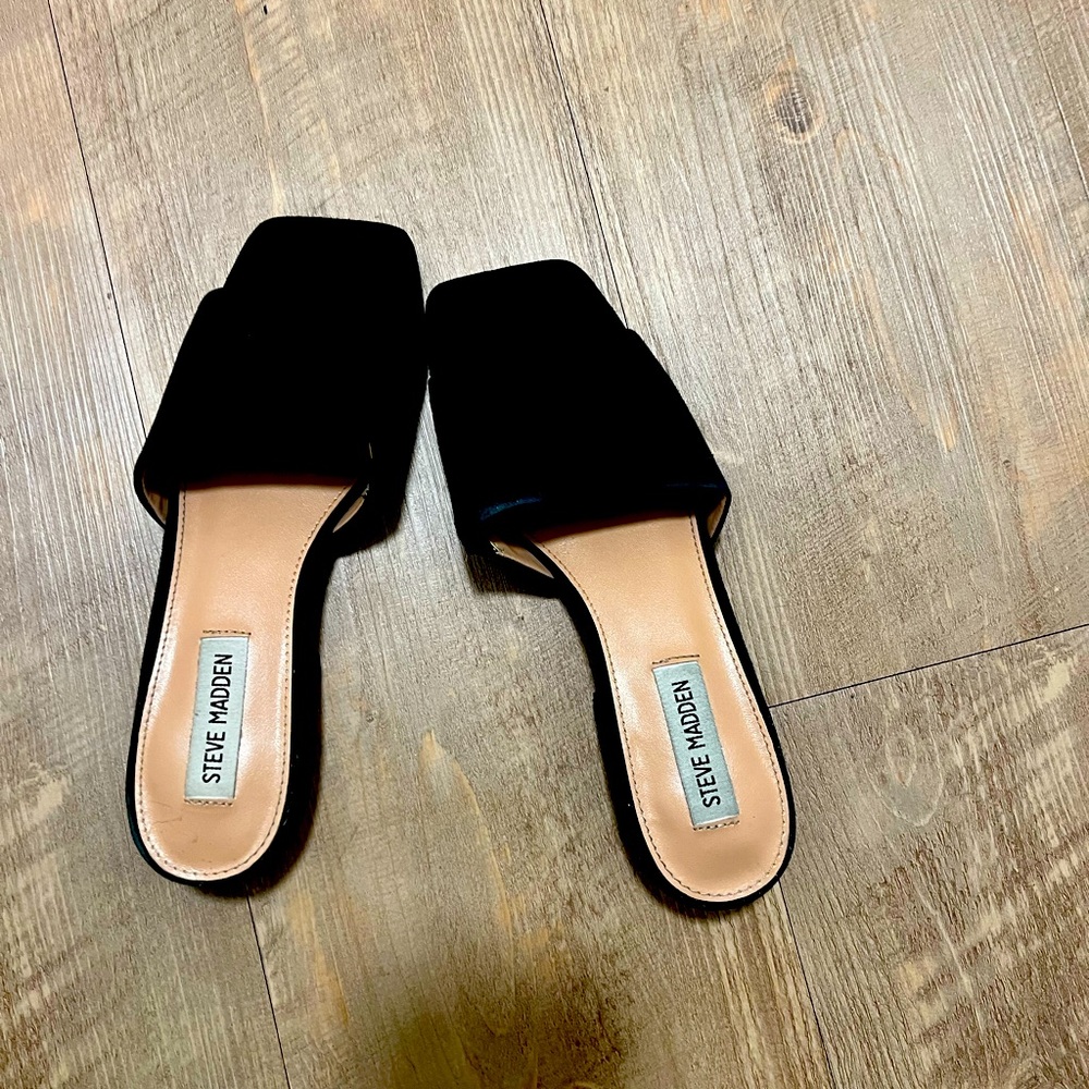 Steve Madden Black Amir Slide